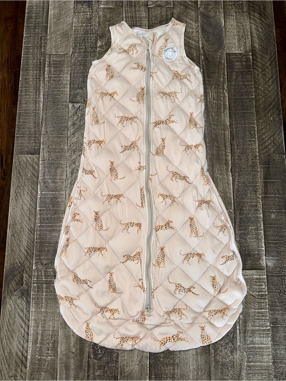 Baby Quilted Sleep Sack in Blush with Leopard Print